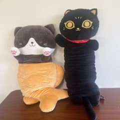 【新品】たいやきニャンコ & のび〜るクロネコ BIGぬいぐるみ 豪華2点セット