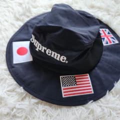 未使用級】Supreme ブラック Flags Boonie ハット 国旗 - メルカリ