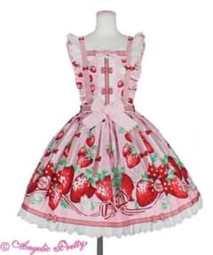 angelic pretty摘みたていちごエプロン風スカート ピンク - メルカリ