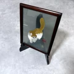 両面刺繍】蘇州刺繍 猫とカマキリ 絹糸 手刺繍額 - メルカリ