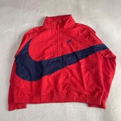 NIKE ビッグスウッシュ ハーフジップ アノラックジャケット XXL 赤紺