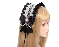 白と黒のレース ヘッドドレス ロリータのサムネイル