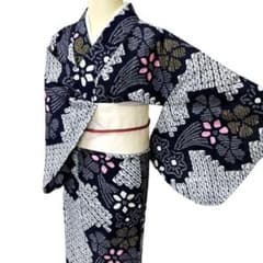 A62美品 有松鳴海絞り 浴衣 花 綿 紺青 - メルカリ