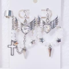 [771] Landmine Mass-Produced White Lance Ring Earrings and Ear Cuffs