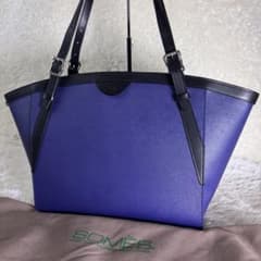 未使用級◎ソメスサドル ハンドバッグ サフィアーノレザー ブルー A4