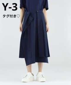 未使用タグ付♡Y3 ヨウジヤマモト　プリーツスカート　ストレッチ　アシンメトリー 未使用タグ付♡Y3 ヨウジヤマモト プリーツスカート ストレッチ