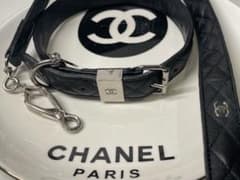 【美品】CHANEL シャネル ココマーク マトラッセ 小型犬 首輪 リード 美品】CHANEL シャネル ココマーク マトラッセ 小型犬 首輪 リード