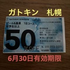 ガトキン札幌 ガトーキングダムプール温泉1日券半額 - メルカリ