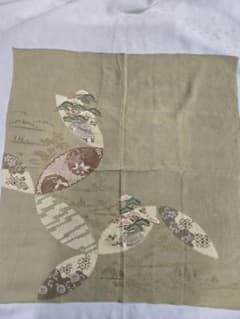 【昭和初期レトロ】正絹 縮緬 風呂敷 山水風景文様 68×72cm リメイク古布