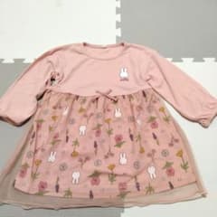即購入OK★秋服 ミッフィー長袖ワンピース 花柄チュール ベビー90cm ピンクのサムネイル