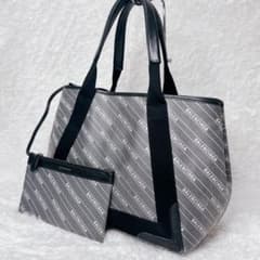 ポーチ付き✨美品✨BALENCIAGA カバストートバッグ 羊革 グレー 総柄 