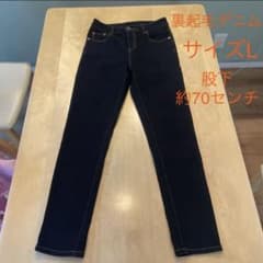 試着のみ Pierrot ピエロ スキニー 裏起毛 アンクル丈 L インディゴのサムネイル