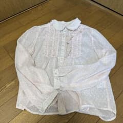 フリル付きドット柄長袖ブラウスのサムネイル