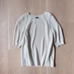 美品＊Drawer ドゥロワー 9G畔編みショートスリーブニットプルオーバー