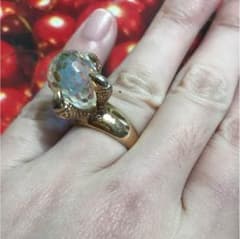 最終価格！ヨシコクリエーションパリズ☆鷹の爪リング☆オーロラ色の石のサムネイル