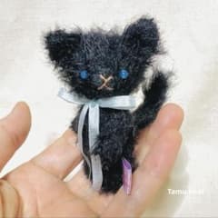Tamu bear ミニチュア黒猫 テディベア ぬいぐるみ ハンドメイド 作家 モヘアのちびたむ 黒猫 テディベア ぬいぐるみ ハンドメイド 作家