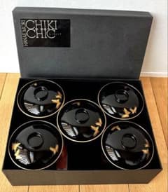 나비 무늬 국물 5 손님 세트 흑칠조 김채 CHIKI CHIC
