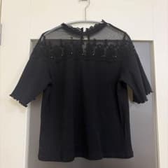 黒レース　トップス　ブラウス　シースルーのサムネイル