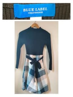 BLUELABEL CRESTBRIDGE 青ニットワンピース　正規品のサムネイル