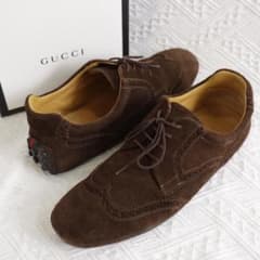 美品！グッチ　スウェード　ウイングチップ　レザーシューズ　ドライビングシューズ 美品！グッチ スウェード ウイングチップ レザーシューズ