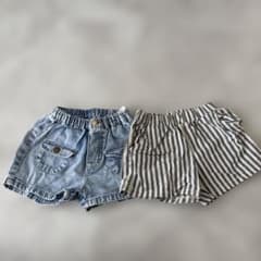 ベビー ショートパンツ 2点セット デニム ストライプのサムネイル