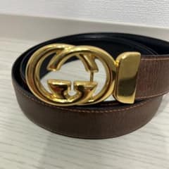 GUCCI ブラウンレザーベルト ゴールドバックルのサムネイル
