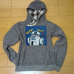 美品 スターウォーズ R2-D2 裏起毛 プルオーバーパーカー メンズM グレーのサムネイル