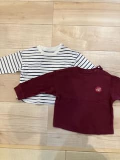 ユニクロ 長袖Tシャツ 90cm 2枚セット 厚手 ボーダー キッズのサムネイル