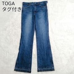 タグ付き トーガアーカイブス サイドジップフレアデニム ブルー L 