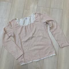 美品【DO!FAMILY】コントッン長袖カットソーレース付ベージュ系ストライプMのサムネイル
