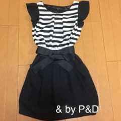 【美品】&by P&D  ウエストリボン 袖シフォンワンピースのサムネイル