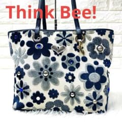 わ*ま様 thinkbee 花柄ハンドバッグゴブラン織総柄 マルチカラー 新品未 Think Bee! ブルーカナリー 花柄 ゴブラン織り トートバッグ A4可