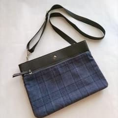 Global Work Sacoche Navy Check Shoulder Bag