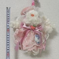 ガルルうさぎ ラッピ　ぬいぐるみ マスコット 大きめバッグチャーム ピンクレースのサムネイル