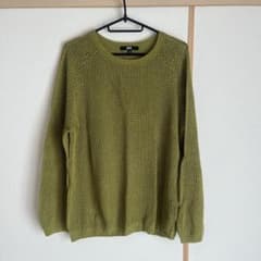 UNIQLO メッシュクルーネックセーター グリーン XLのサムネイル