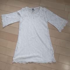 DIVIDED BY H&M ホワイトレースチュニックワンピース／裏地付き／膝丈のサムネイル