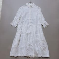 トリココムデギャルソン リネン100% シャツワンピース 白 ホワイト S