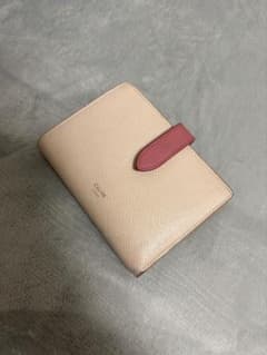 CELINE ベージュ 二つ折り財布　ピンクのサムネイル