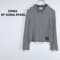 SONIA RYKIEL - SONIA RYKIEL ソニアリキエル　Tシャツ　オンワード樫山　カットソー ソニアリキエル【38】ロンT ハイネック ボーダー柄 ワッペン オン