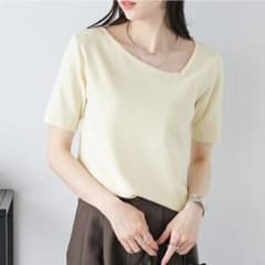 【新品タグ付】AMELY　アシンメトリー リブニット プルオーバー　イエローのサムネイル