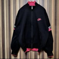 90s【NIKE】ナイキ スウッシュ 刺繍ロゴ トラックジャケット S 黒色のサムネイル