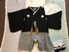 袴ロンパース80cm, 和リバーシブルスタイ, 足袋靴下7-10cm  男の子のサムネイル