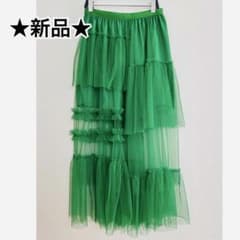 【新品】 10color／裏地付 アシメフリルシースルーボリュームチュールSKのサムネイル