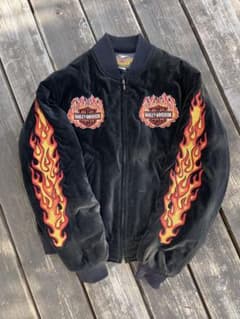 Harley-Davidson ベロア フレイムスカジャン - メルカリ