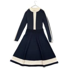 サンドロ　ニットワンピース　バイカラー　レース ブラック　アイボリー　Sサイズ サンドロ ニットワンピース バイカラー レース ブラック アイボリー S