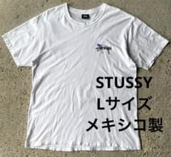 STUSSY Tシャツ Lサイズ ホワイト 黒タグ メキシコ製 ビンテージのサムネイル