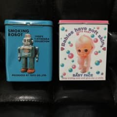 レトロ ブリキ缶 2点セット SMOKING ROBOT キューピーちゃん