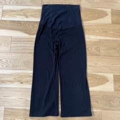 無印良品　産後もはけるリブ編みワイドパンツマタニティＭ～Ｌ・黒のサムネイル