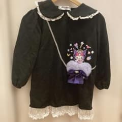 黒の長袖ワンピース、ハートポシェット付きのサムネイル