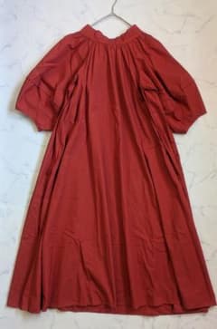 ELFRANK バックリボン ランタンスリーブ フレア ワンピース